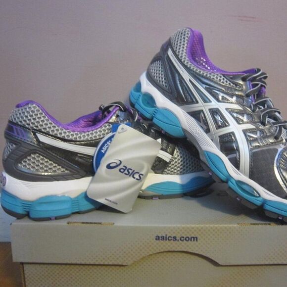 NEW w/Box Asics GEL Nimbus 14 Grey Purple Turquoise Womens Running Shoes 7 US - Picture 7 of 8
